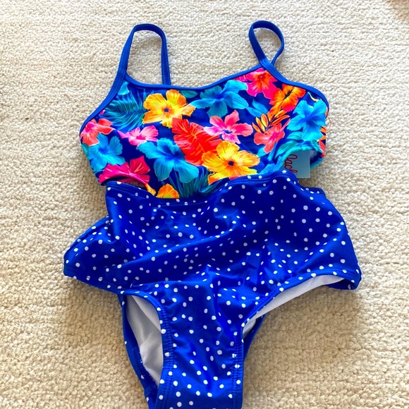 Cat & Jack Swim Nwt Cat Jack One Piece Tropical And Royal Blue One